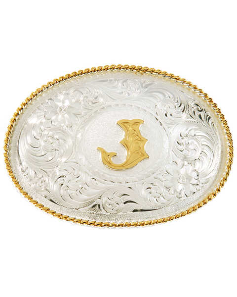 Image #1 - Montana Silversmiths Initial J Western Buckle, Silver, hi-res