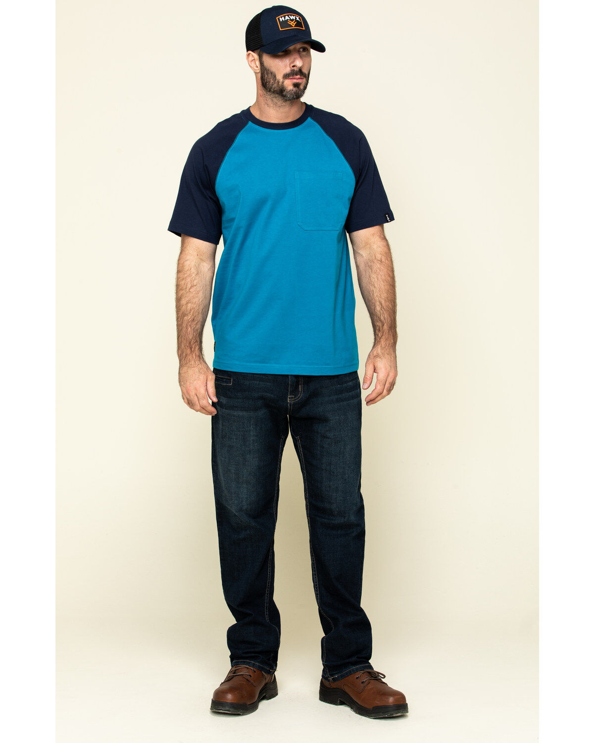Image #6 - Hawx Men's Teal Midland Short Sleeve Baseball Work T-Shirt, Teal, hi-res