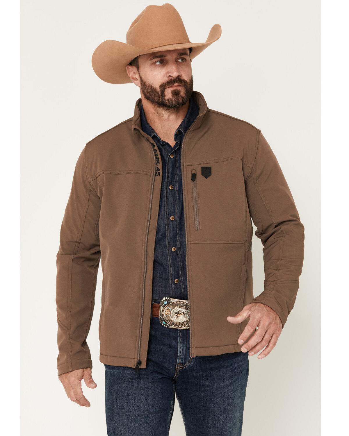 Image #1 - RANK 45&reg; Men's Richwood Softshell Jacket - Tall, Brown, hi-res
