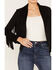 Image #3 - Shyanne Women's Crop Fringe Faux Suede Jacket, Black, hi-res