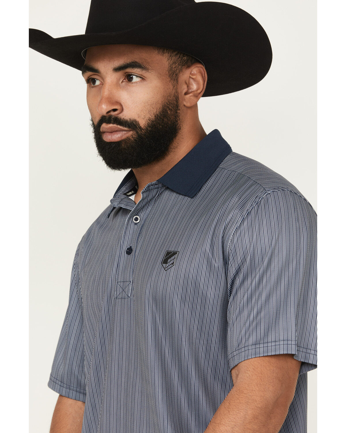 Image #2 - RANK 45&reg; Men's Railroad Striped Short Sleeve Polo, Light Blue, hi-res