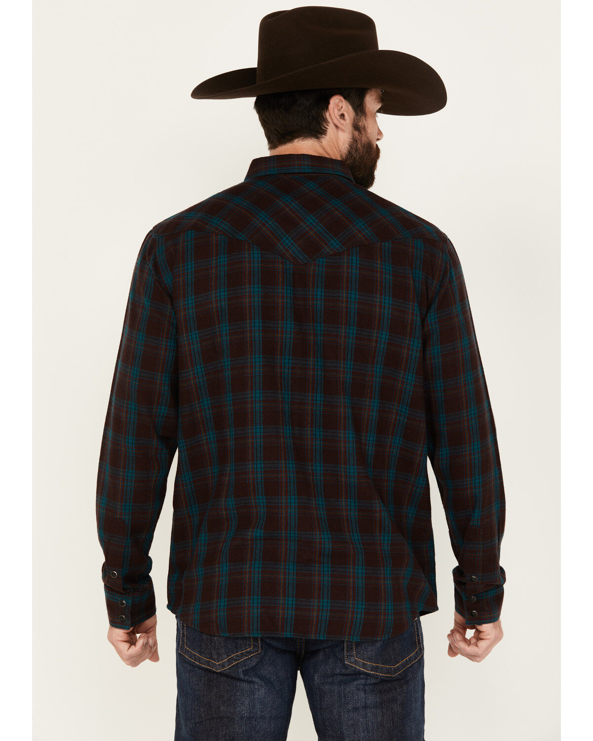 Image #4 - Moonshine Spirit&reg; Men's Vineyard Plaid Print Long Sleeve Snap Western Shirt, Purple, hi-res