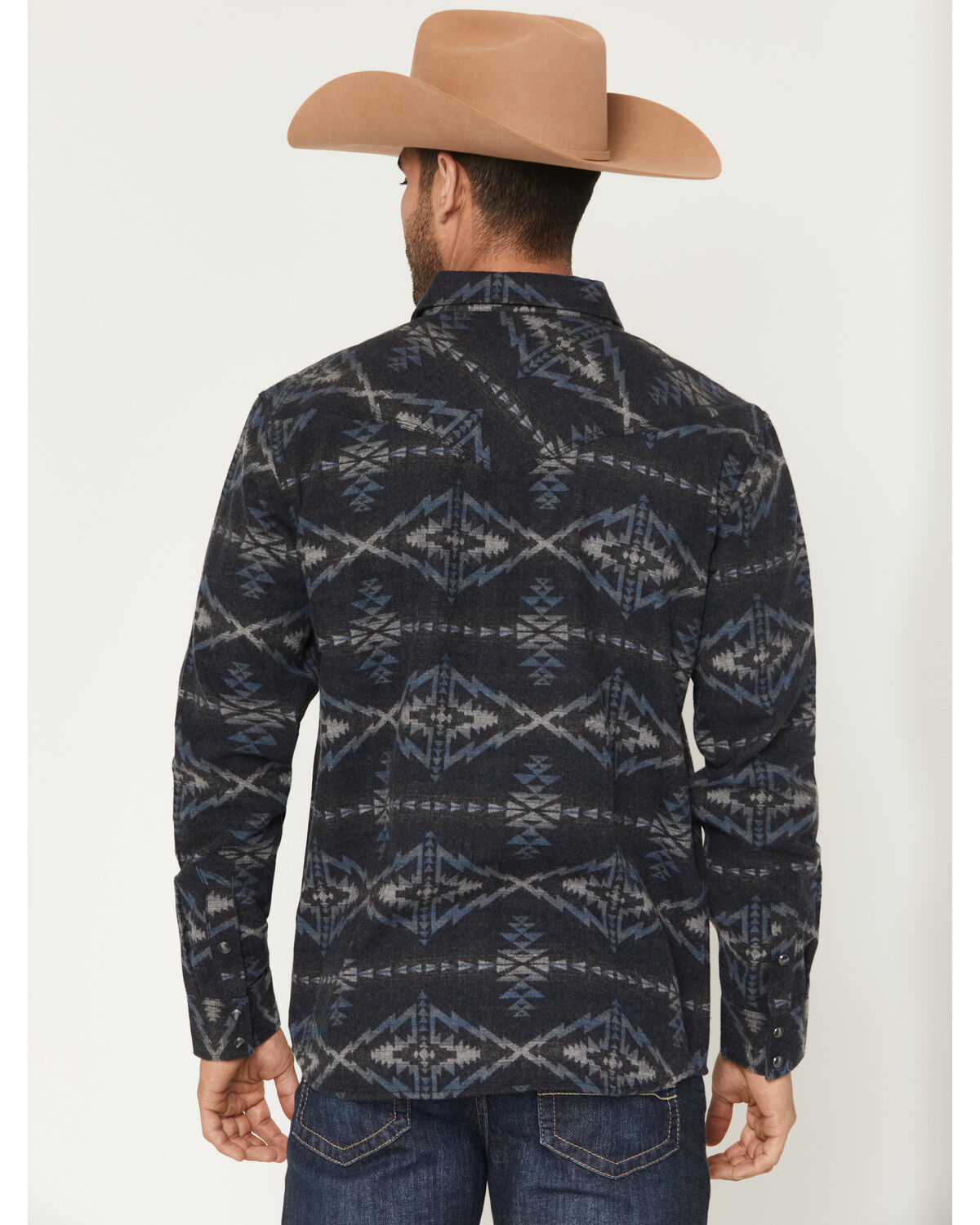 Image #4 - Moonshine Spirit&reg; Men's Tiki Time Southwestern Print Long Sleeve Snap Flannel Shirt, Black, hi-res