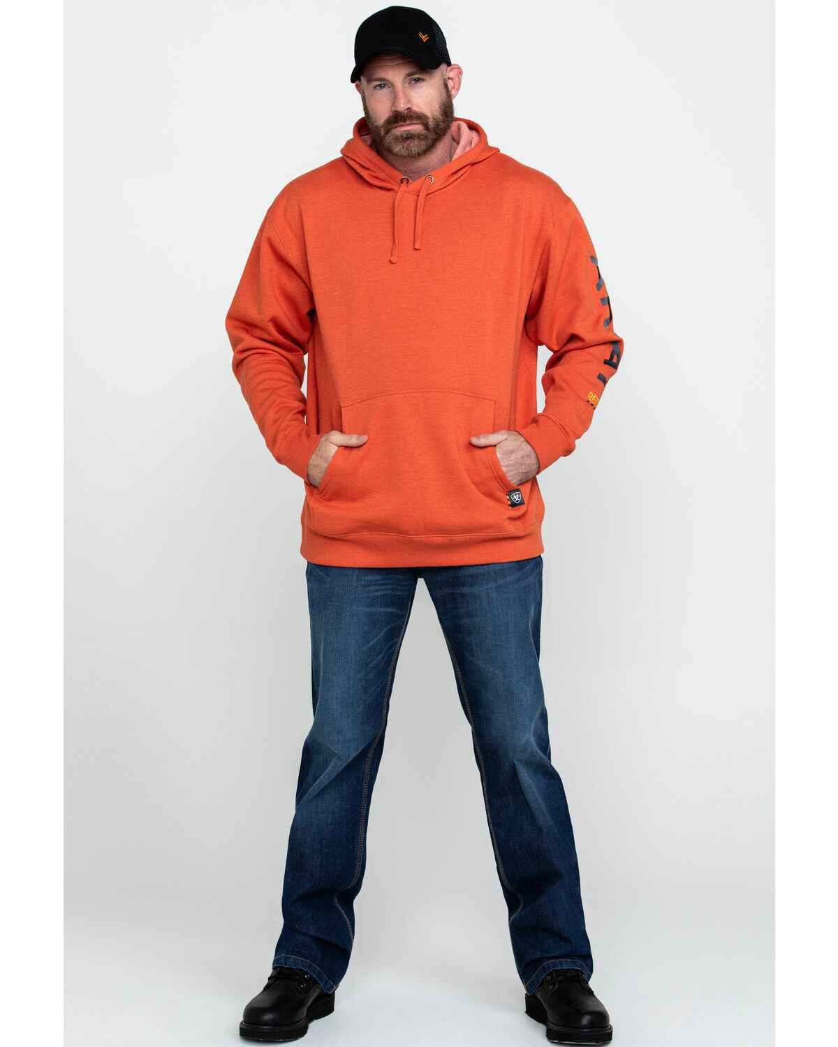 Image #6 - Ariat Men's Volcanic Heather Rebar Graphic Hooded Work Sweatshirt - Big & Tall, Heather Orange, hi-res