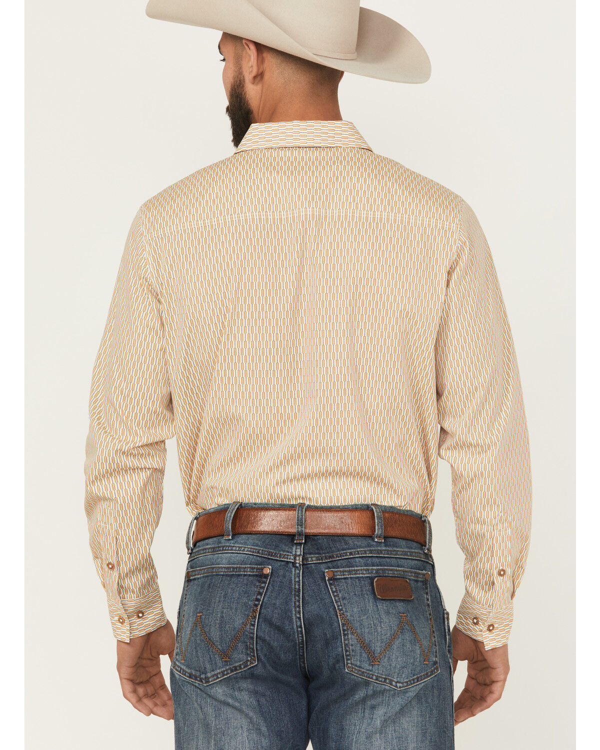Image #4 - Gibson Trading Co Men's Lampshade Geo Print Long Sleeve Button-Down Stretch Western Shirt - Tall, Gold, hi-res