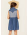 Image #4 - Wrangler Girls' Two-Tone Denim Sleeveless Snap Dress, Blue, hi-res