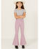 Image #1 - Shyanne Little Girls' Super Flare Distressed Hem Stretch Jeans, Lavender, hi-res