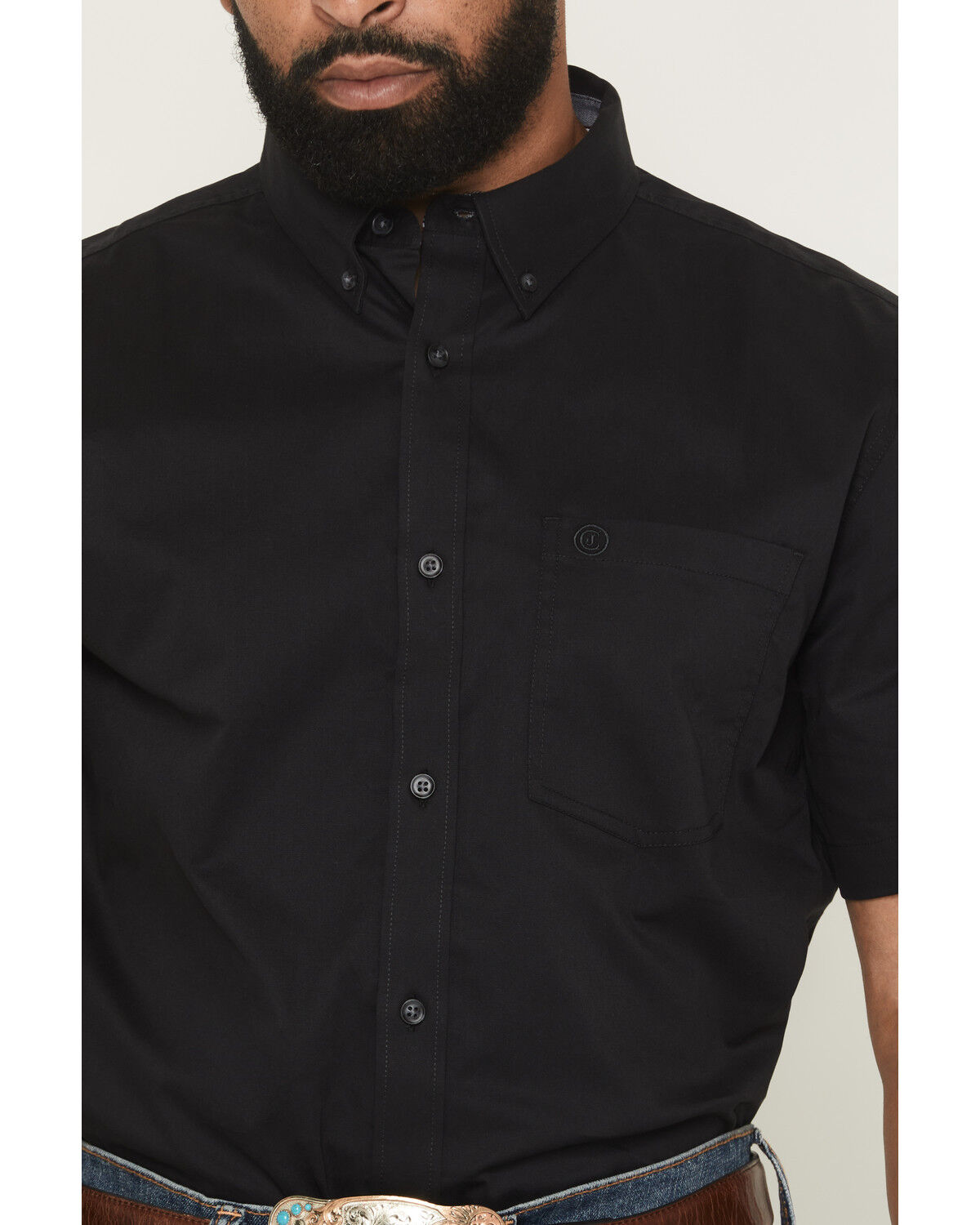 Image #3 - Cody James Men's Basic Solid Short Sleeve Button-Down Stretch Western Shirt - Tall, Black, hi-res
