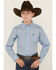 Image #1 - Ariat Boys' Classic Floral Long Sleeve Button-Down Western Shirt , Blue, hi-res