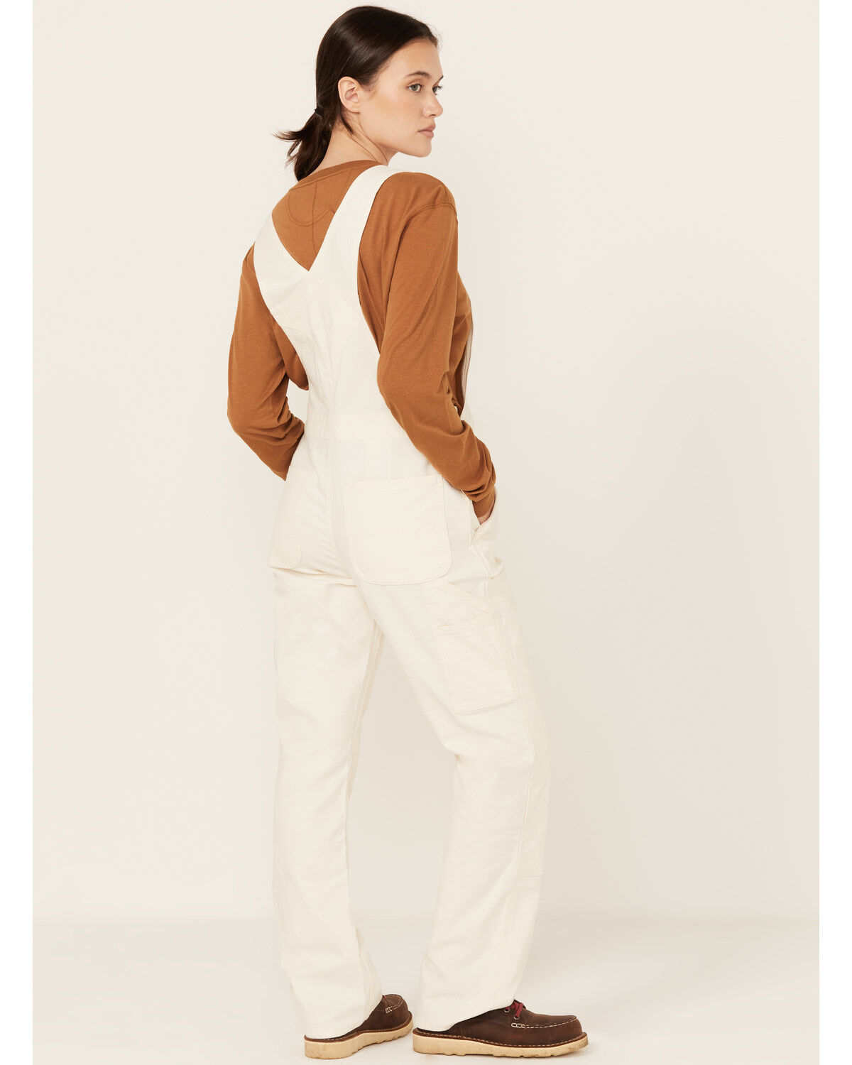 Image #4 - Carhartt Women's Rugged Flex&reg; Loose Fit Canvas Bib Overalls, Natural, hi-res
