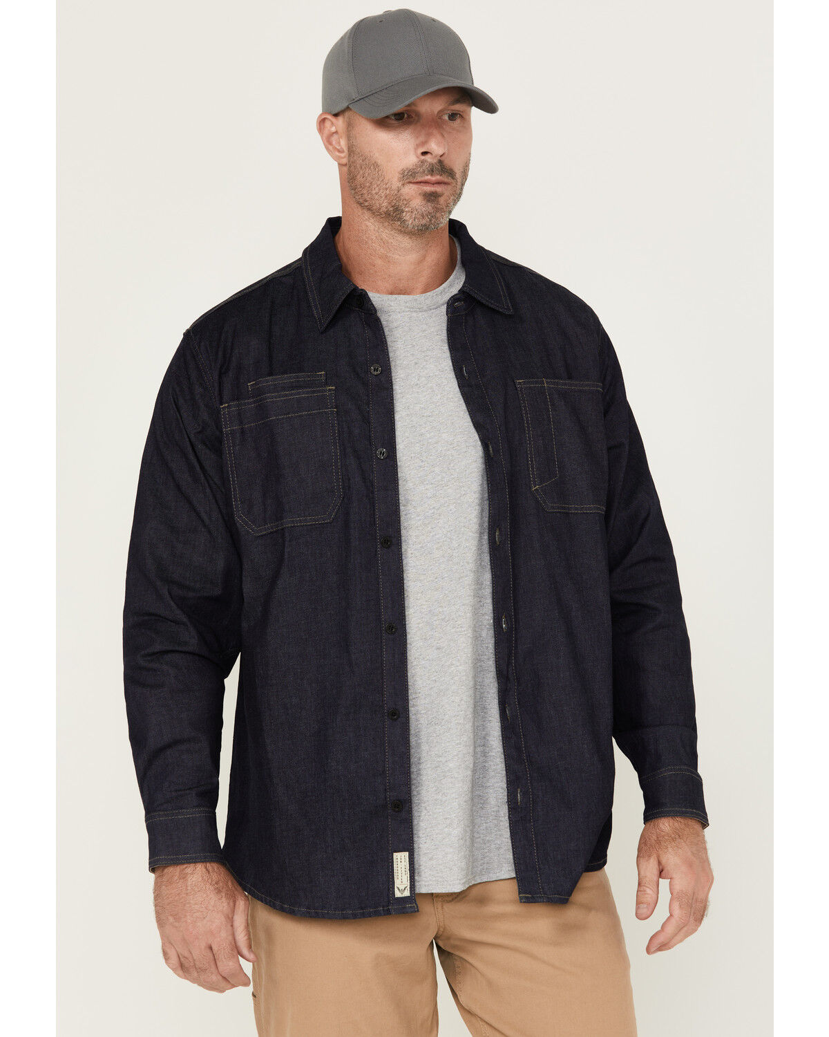 Image #1 - Thorogood Men's Vintage Stretch Denim Long Sleeve Button-Down Stretch Work Shirt, Indigo, hi-res