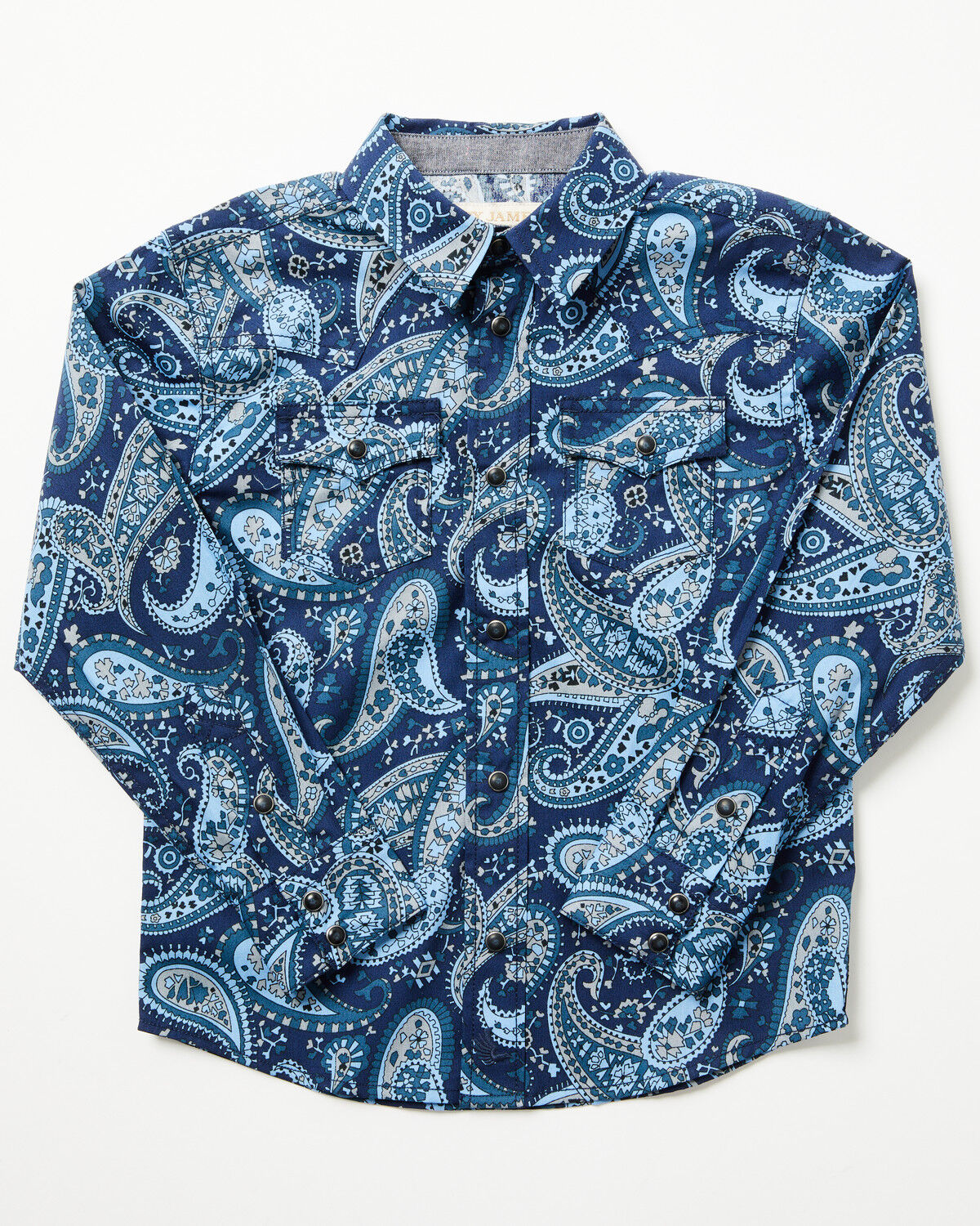 Cody James Toddler Boys' Westward Paisley Print Long Sleeve Snap Western Shirt, Navy, hi-res