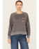 Image #2 - Cleo + Wolf Women's Double Shot Long Sleeve Crew Neck Graphic Sweatshirt, Dark Grey, hi-res