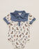 Image #1 - Angel Dear Infant Boys' Cowboy Boots Short Sleeve Onesie, White, hi-res
