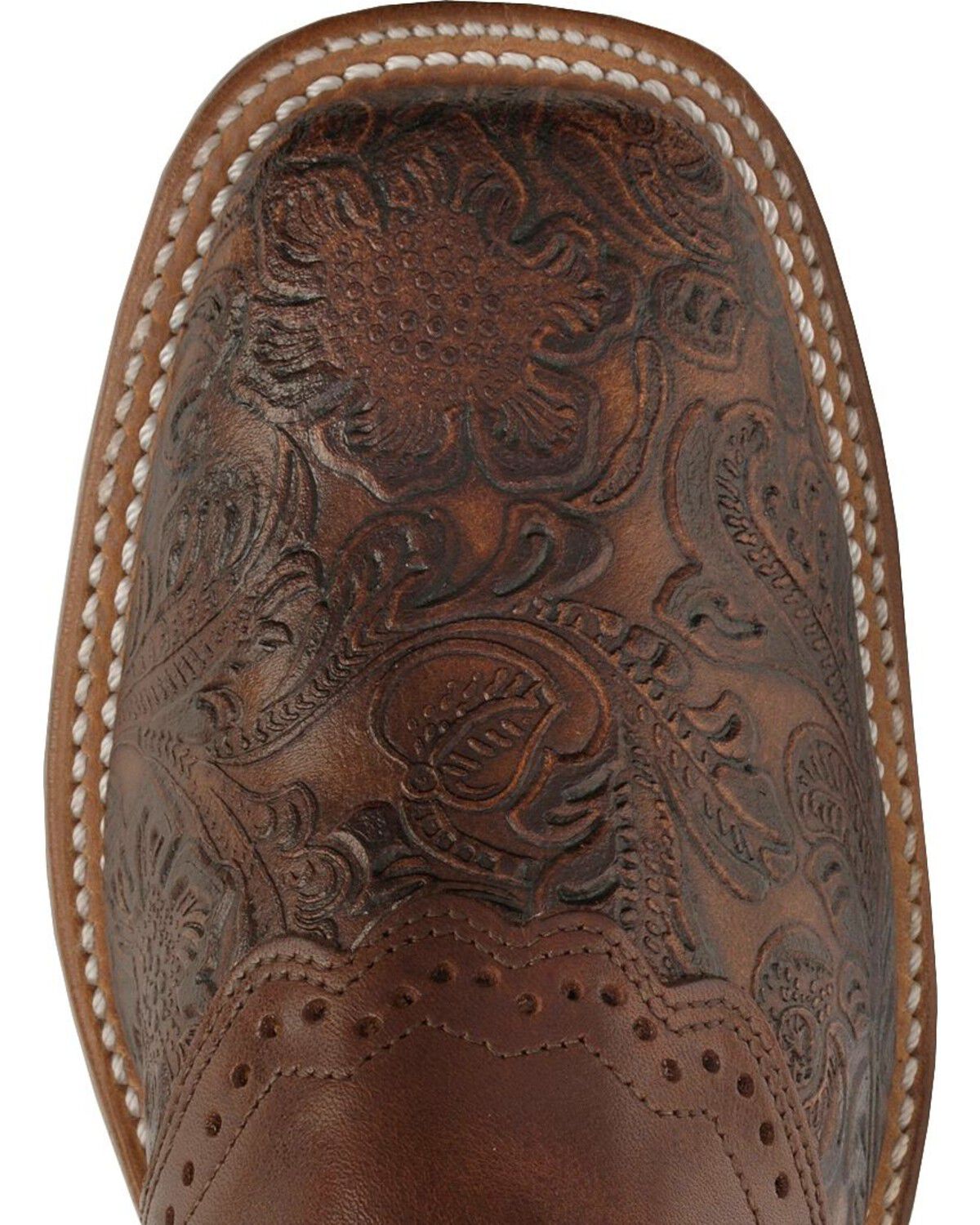 Image #6 - Boulet Women's Hand Tooled Ranger Western Boots - Square Toe, Chestnut, hi-res