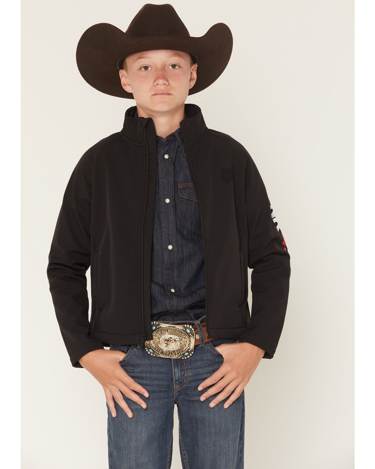 Image #3 - RANK 45&reg; Boys' Mexico Flag Seal Softshell Jacket, Black, hi-res