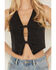 Image #3 - 26 International Women's Bow Tie Denim Vest, Black, hi-res