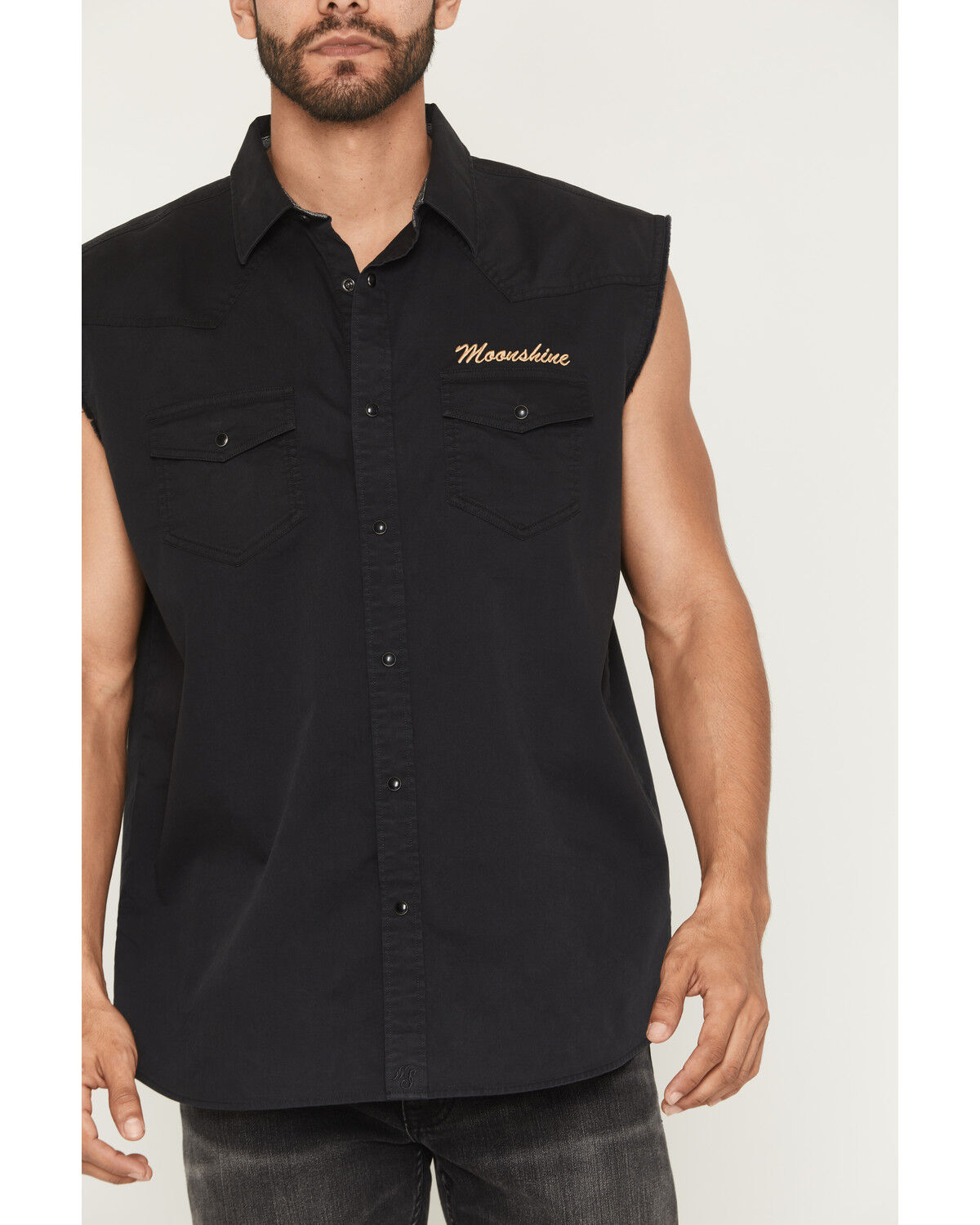Image #4 - Moonshine Spirit&reg; Men's Dixon Bubba Sleeveless Western Shirt, Black, hi-res