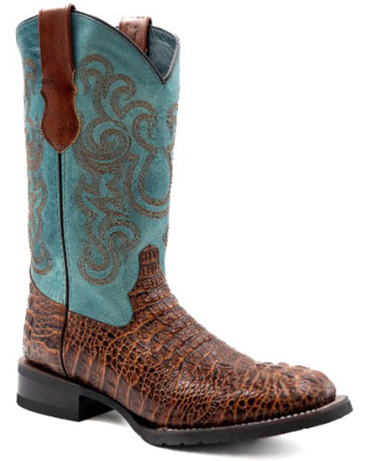 Image #1 - Ferrini Men's Caiman Print Performance Western Boots - Broad Square Toe, Rust Copper, hi-res