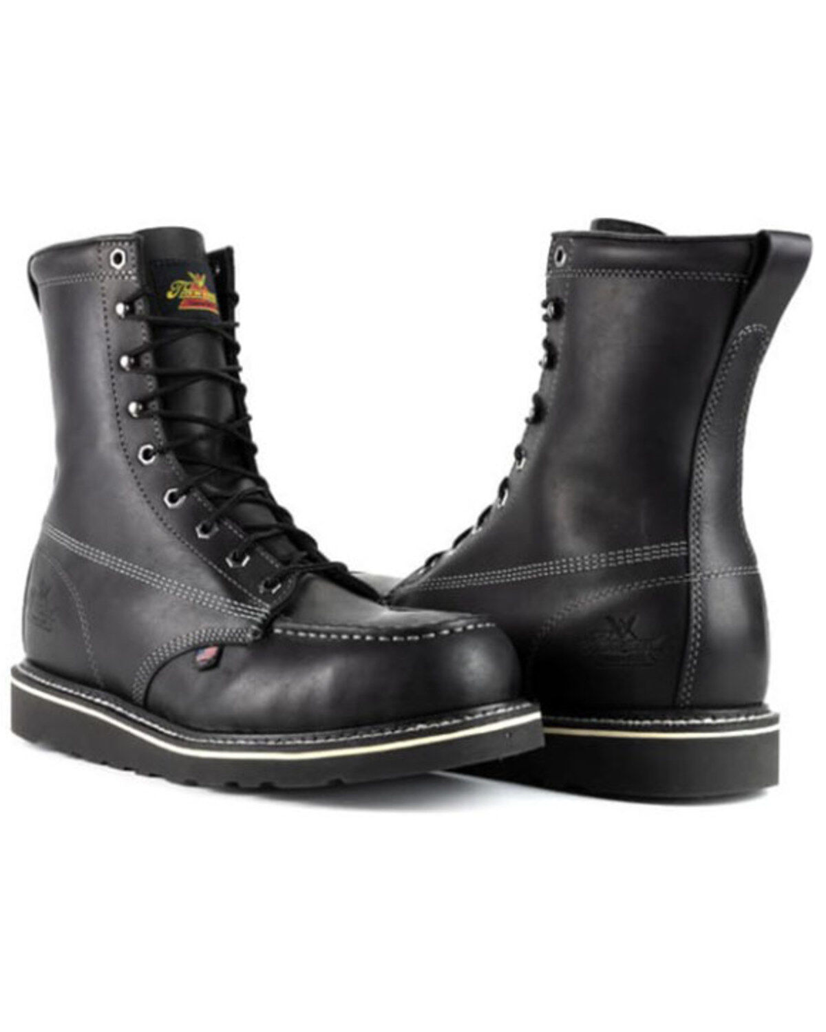 Image #1 - Thorogood Men's 8" USA Midnight Series Moc Work Boots - Steel Toe, Black, hi-res