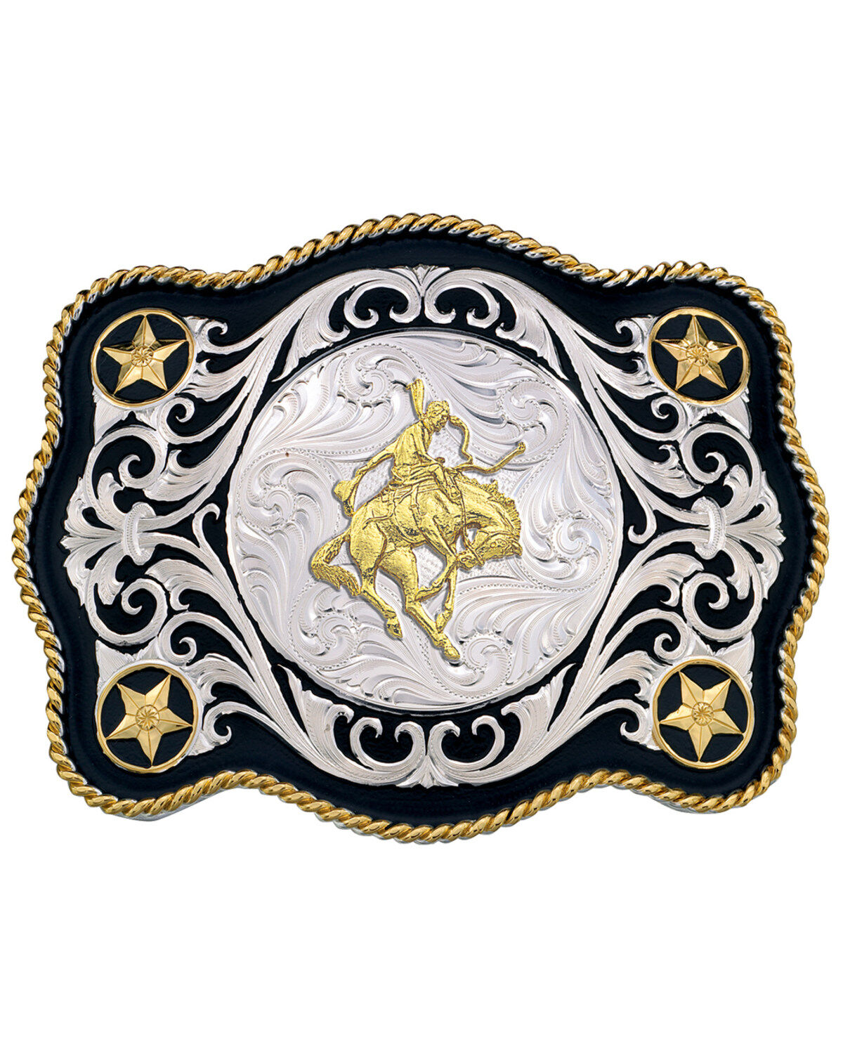 Montana Silversmiths Men's Scalloped Sheridan Belt Buckle, Multi, hi-res