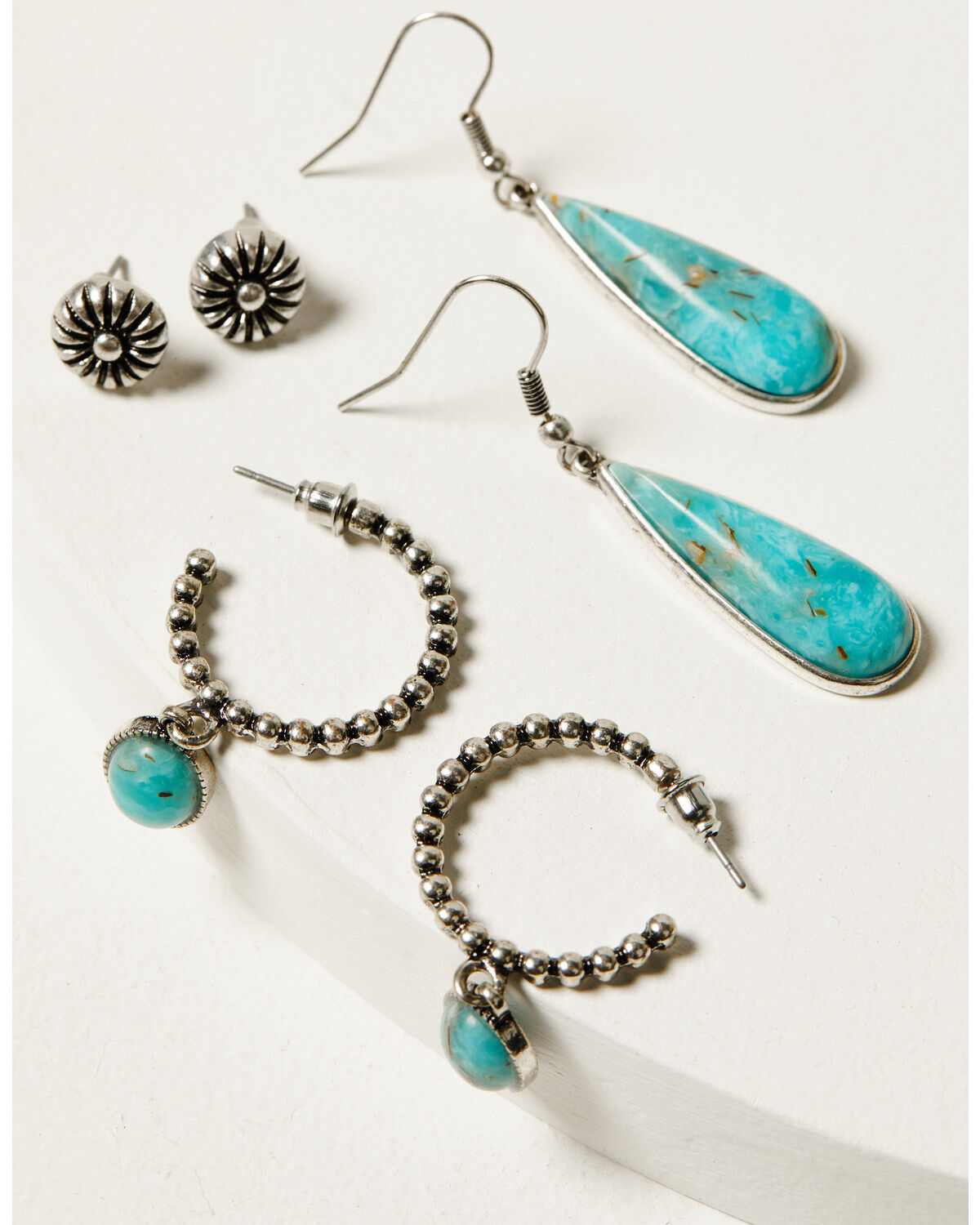 Image #2 - Shyanne Women's Ridge Canyon Turquoise Hoop Set - 6 Piece, Silver, hi-res