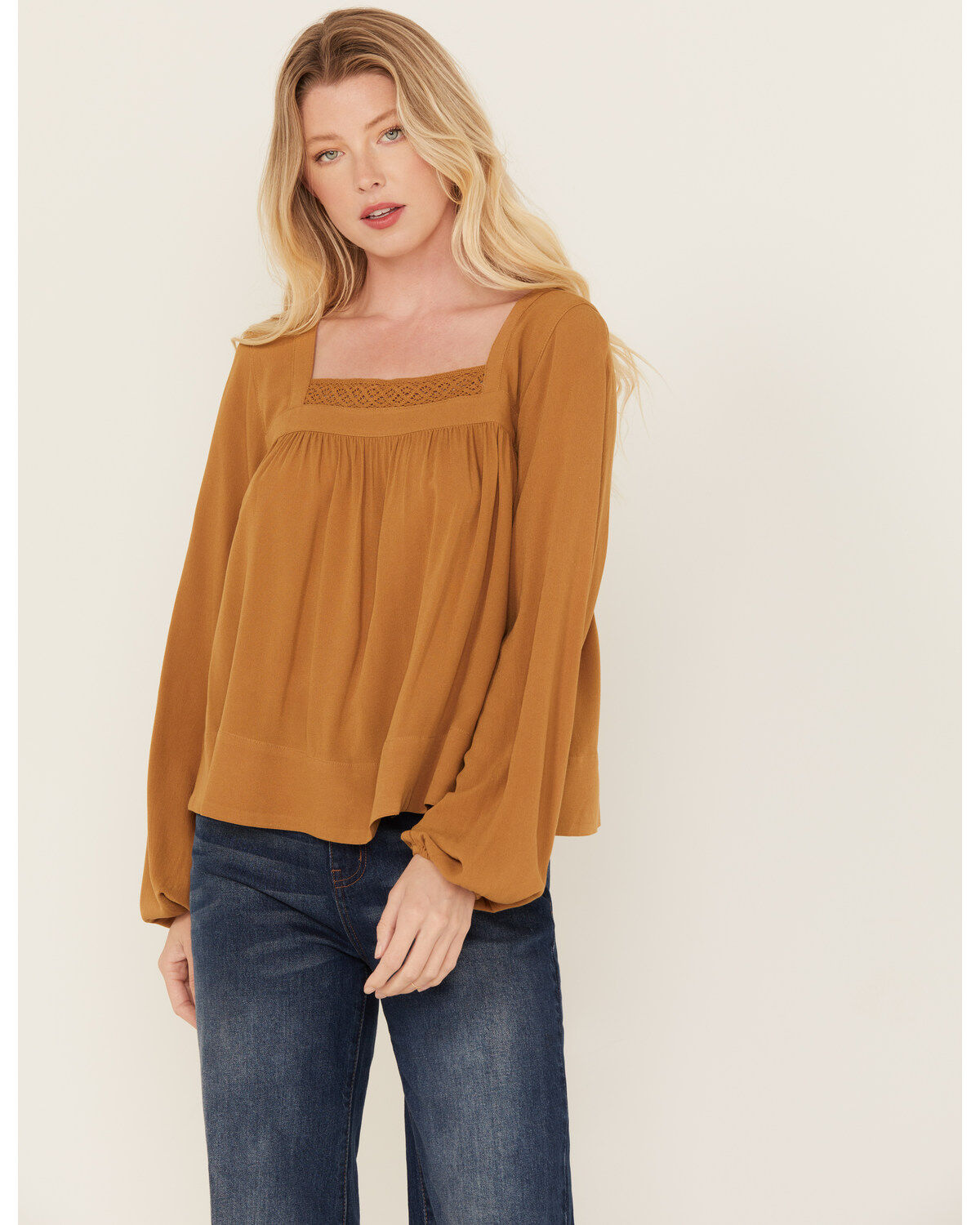 Cleo + Wolf Women's Long Sleeve Flowy Blouse, Bronze, hi-res