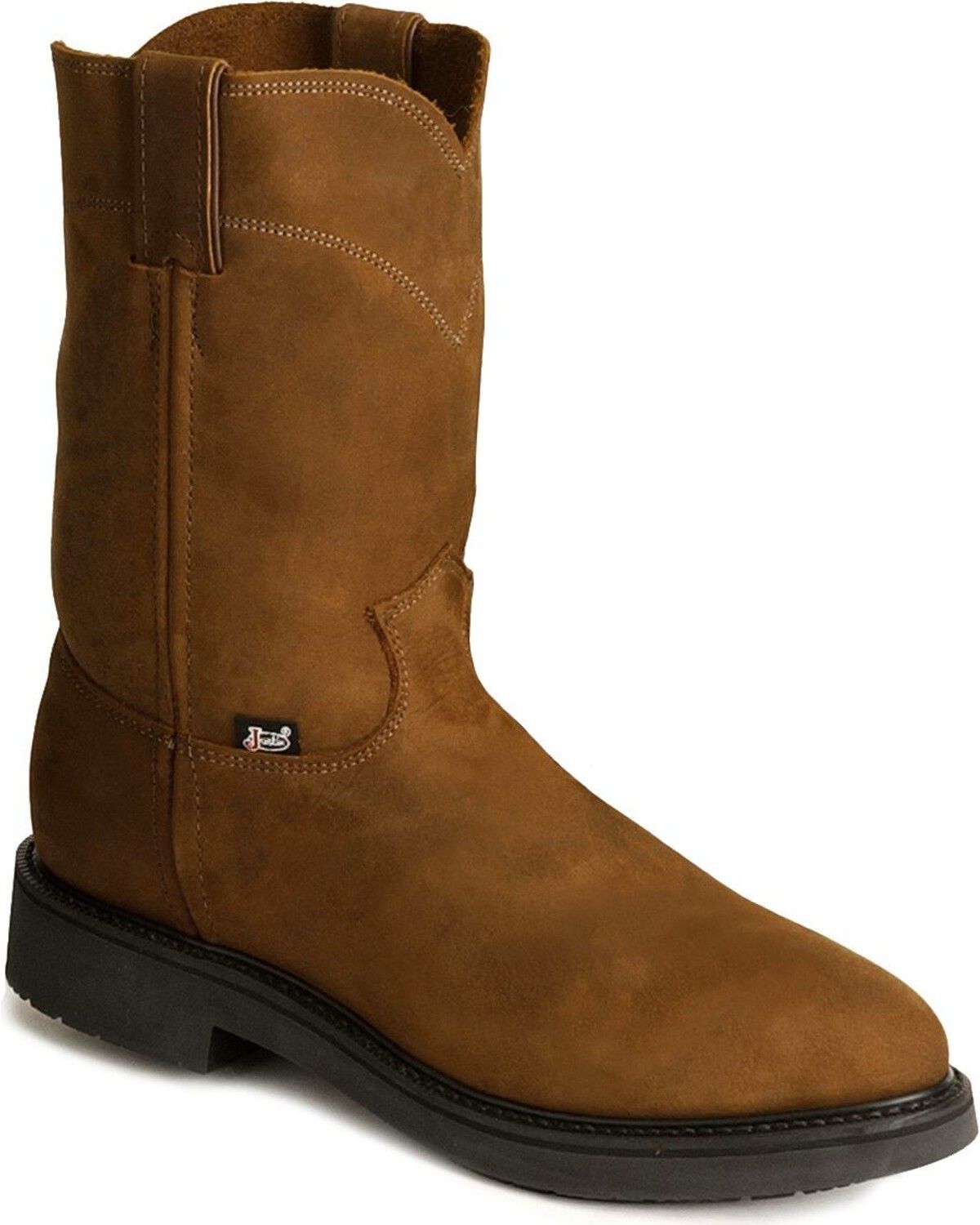 Image #1 - Justin Men's Conductor Electrical Hazard Pull-On Work Boots - Soft Toe, Brown, hi-res