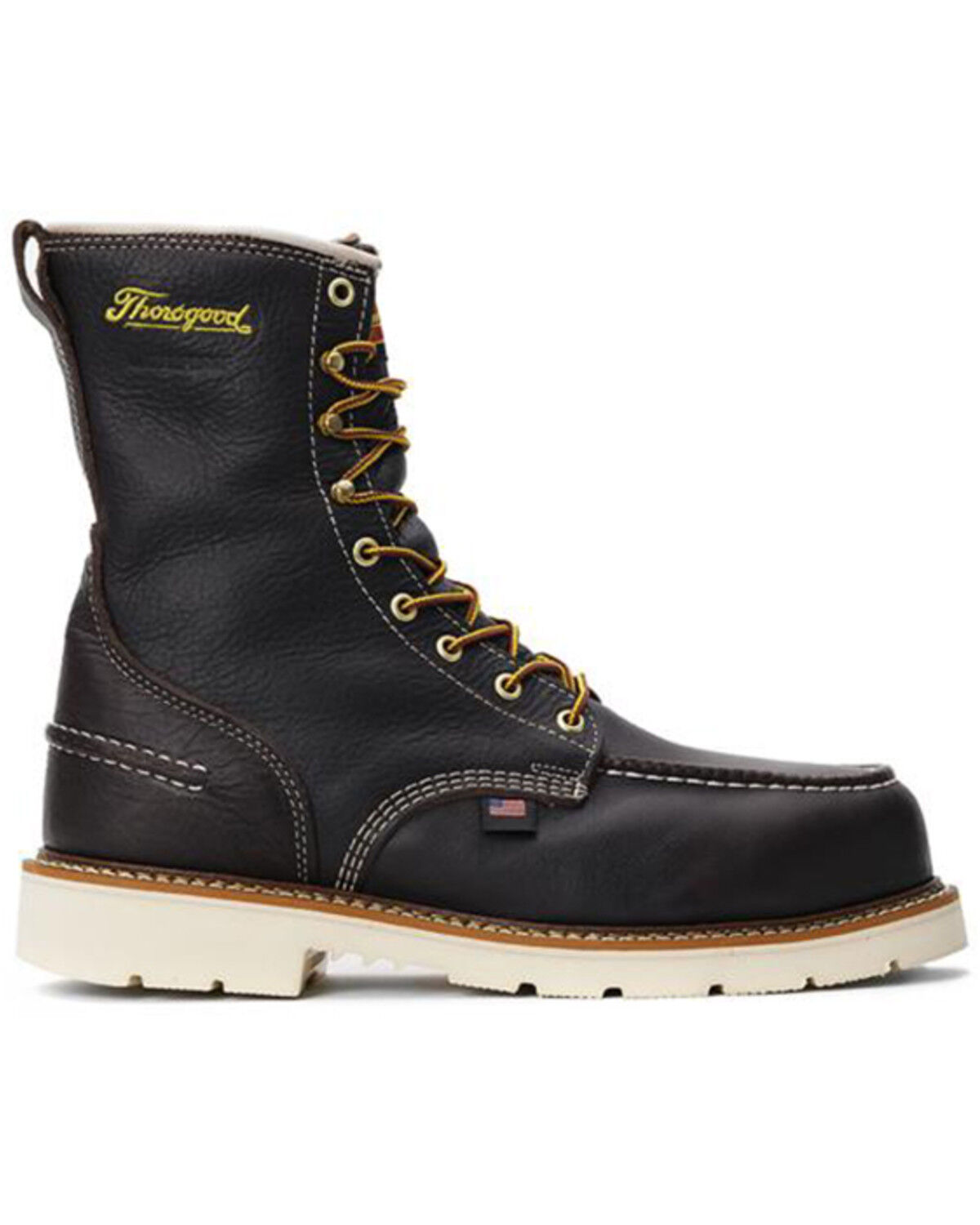 Image #2 - Thorogood Men's Boot Barn Exclusive Waterproof 8" USA Moc Work Boots - Steel Toe, Brown, hi-res