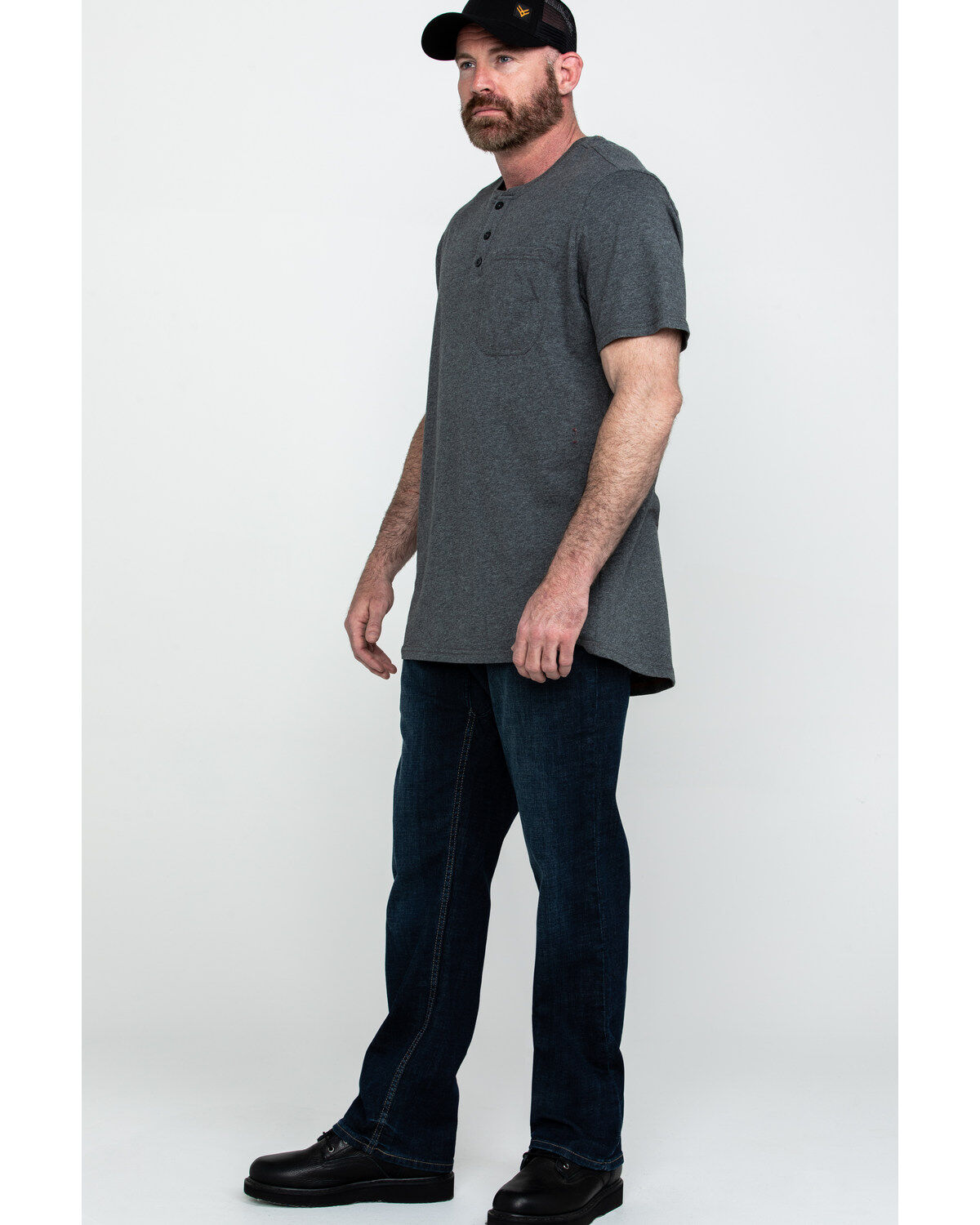 Image #6 - Hawx Men's Pocket Henley Short Sleeve Work T-Shirt - Tall, Charcoal, hi-res