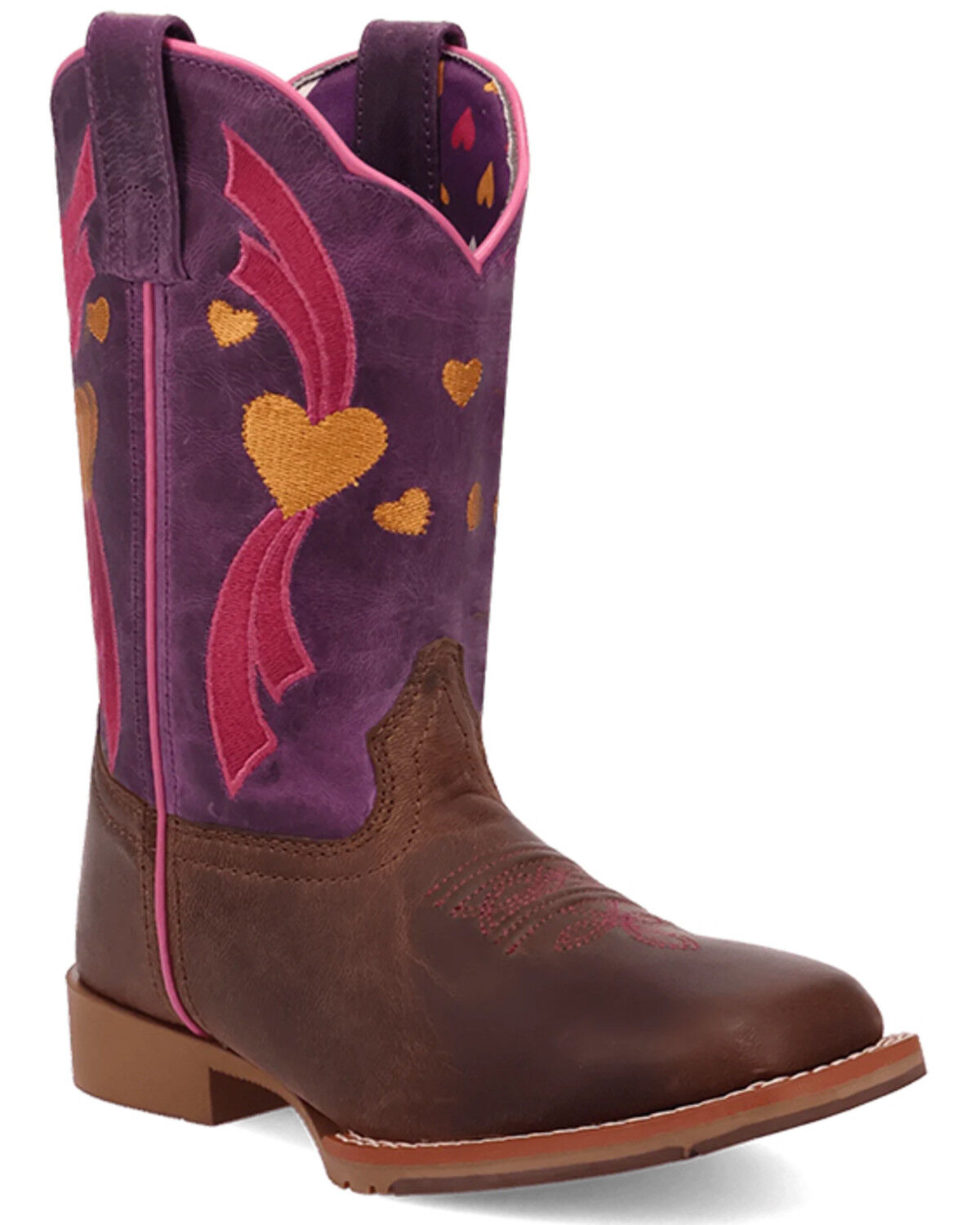 Dan Post Girls' Lottie Western Boots - Broad Square Toe, Tan, hi-res