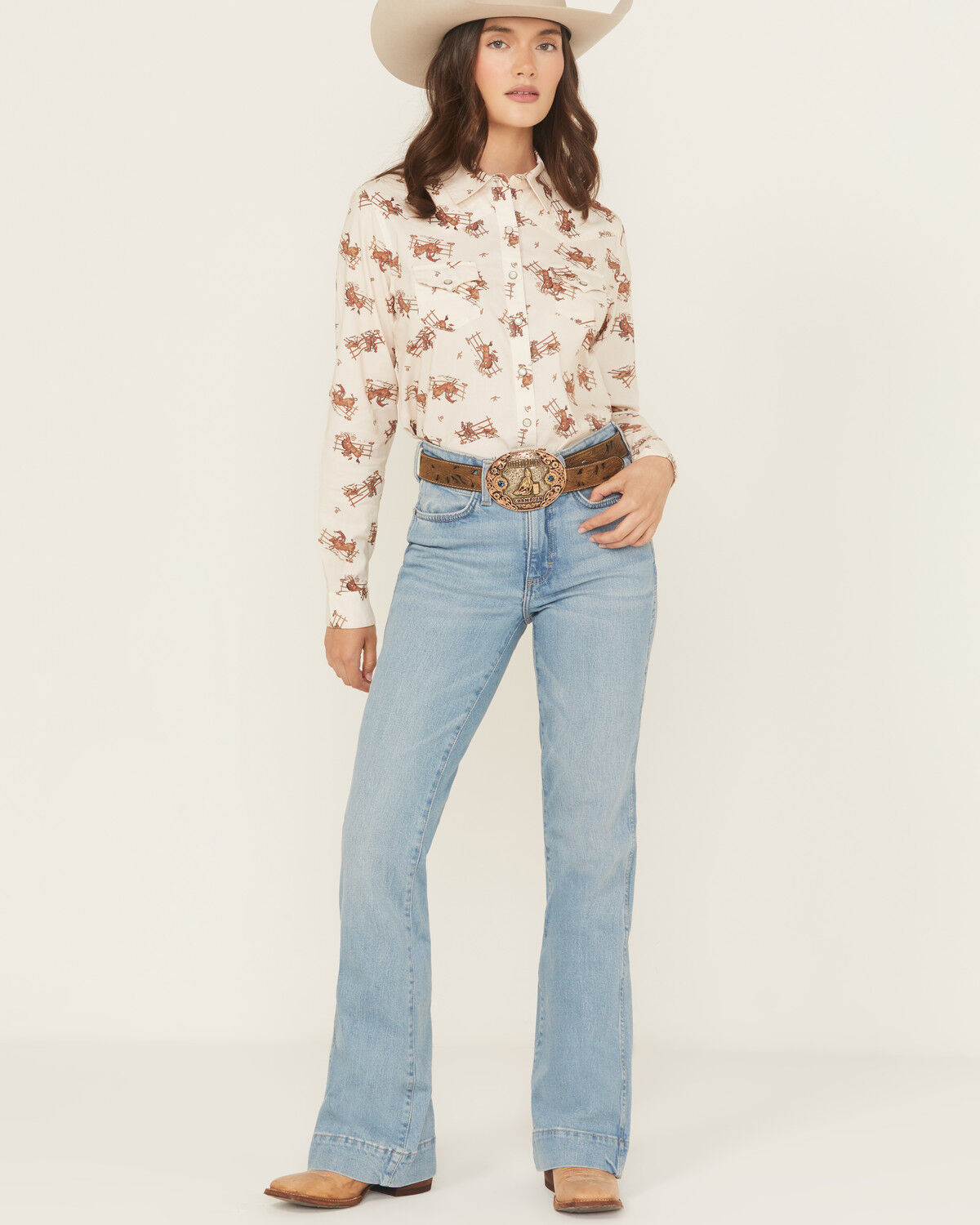 Wrangler Retro Women's Jordyn Medium Wash Mid Rise Bailey Trouser Stretch Denim Jeans, Medium Wash, hi-res