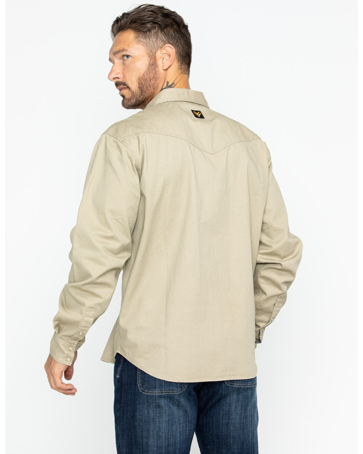 Image #2 - Hawx Men's Khaki Twill Snap Long Sleeve Western Work Shirt - Big, Beige/khaki, hi-res