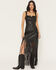 Image #2 - Idyllwind Women's Payson Faux Leather Fringe Midi Skirt, Black, hi-res