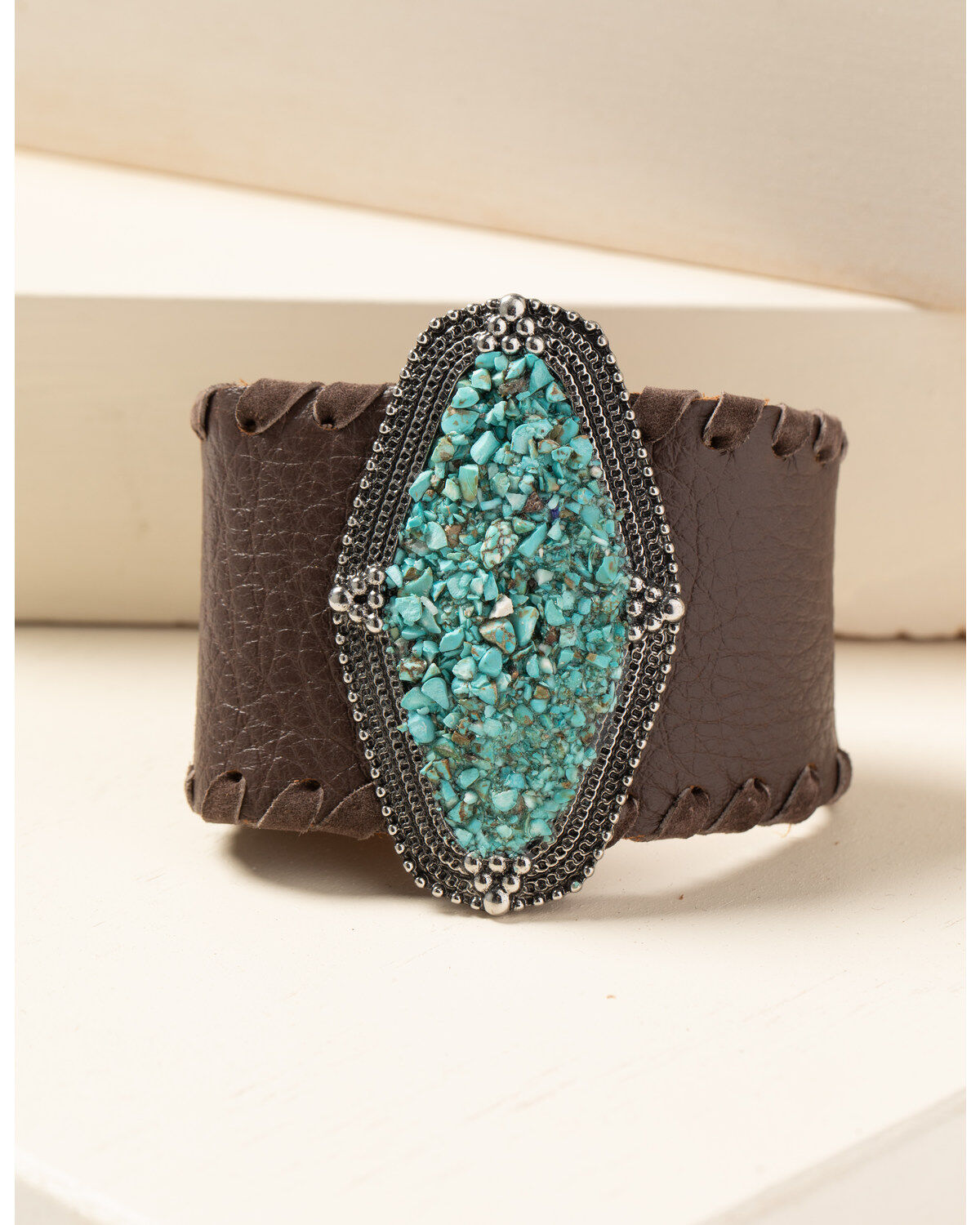 Idyllwind Women's Leather And Gem Cuff Bracelet, Brown, hi-res