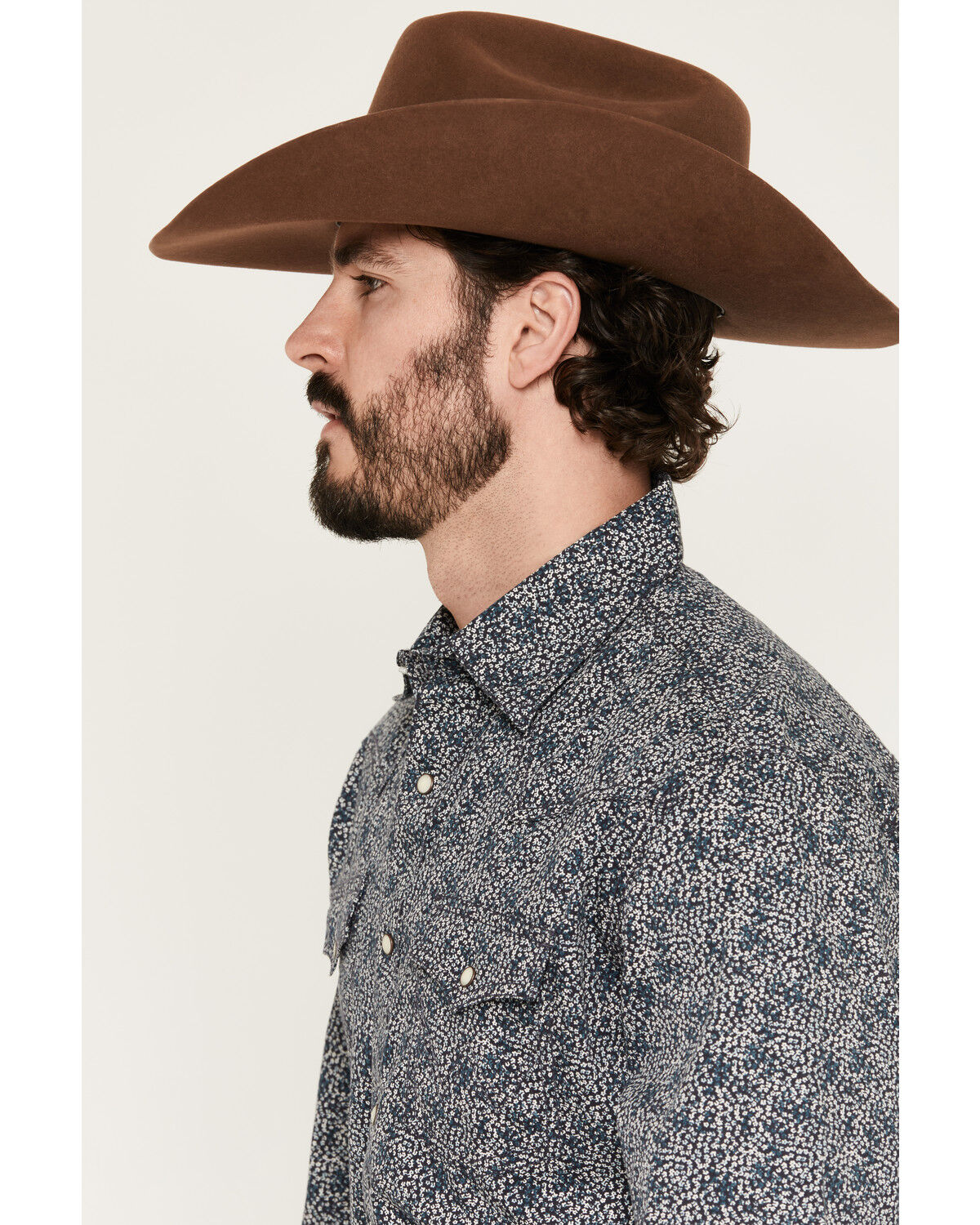 Image #2 - Wrangler Retro Men's Floral Print Long Sleeve Snap Western Shirt, Navy, hi-res