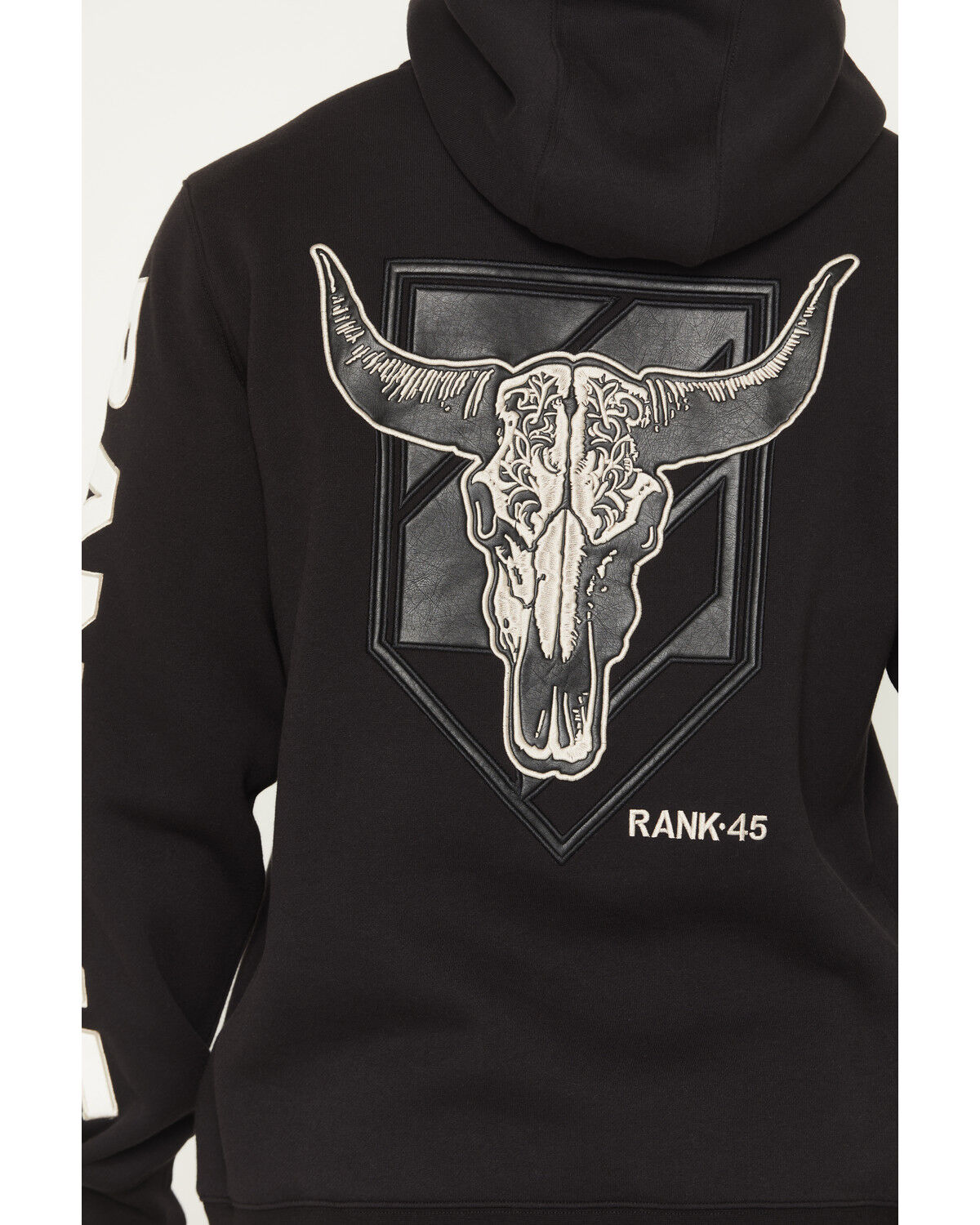 Image #4 - RANK 45&reg; Men's Logo Flank Embroidered Hooded Sweatshirt, Black, hi-res