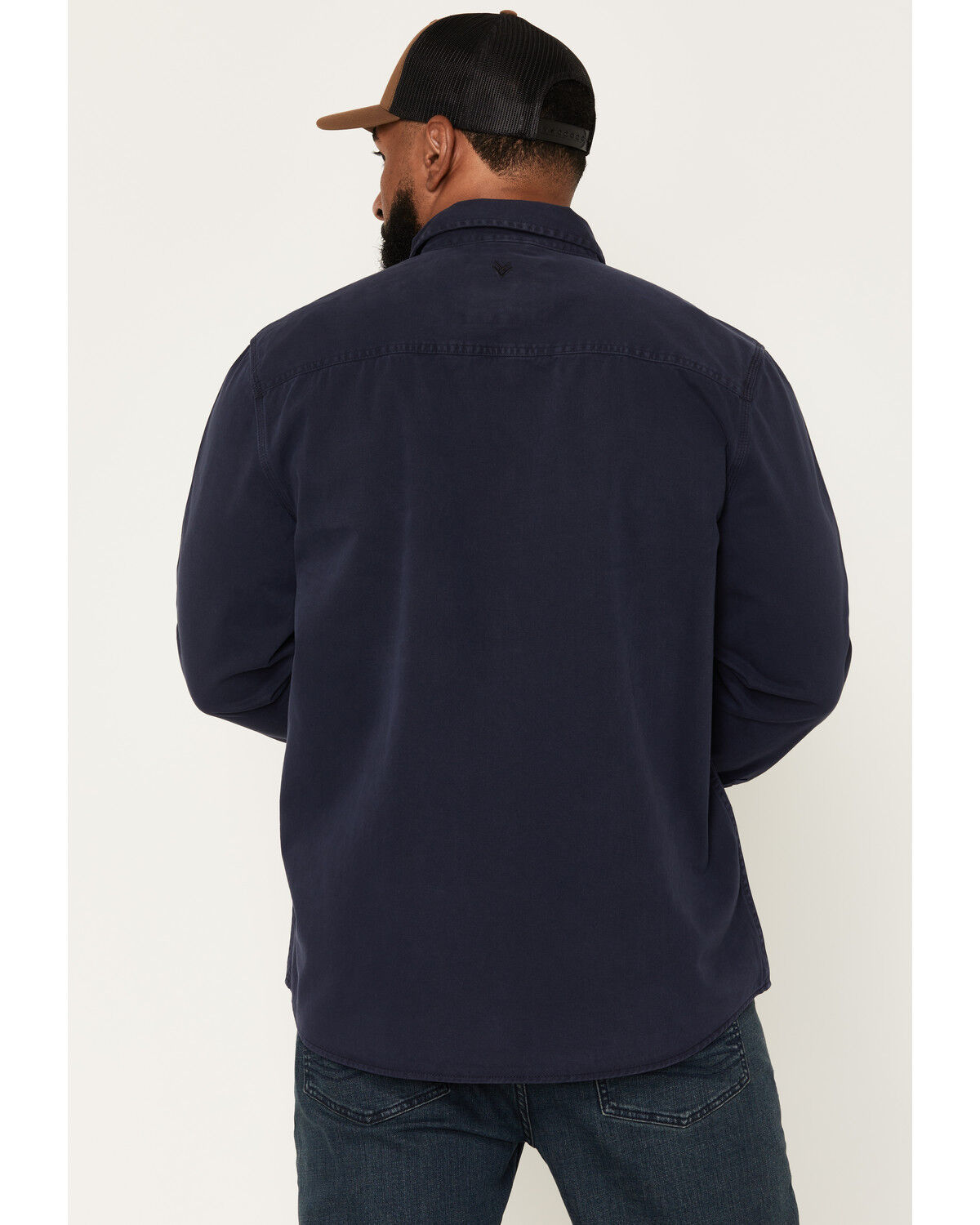 Image #4 - Hawx Men's Burr Solid Long Sleeve Snap Woven Work Shirt, Navy, hi-res