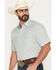 Image #2 - Ely Walker Men's Chambray Solid Short Sleeve Pearl Snap Western Shirt, Aqua, hi-res