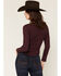 Image #4 - Idyllwind Women's Norwood Solid Long Sleeve Snap Thermal Shirt, Wine, hi-res