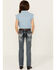 Image #3 - Grace in LA Little Girls' Medium Wash Steer Head Pocket Stretch Bootcut Jeans , Medium Wash, hi-res