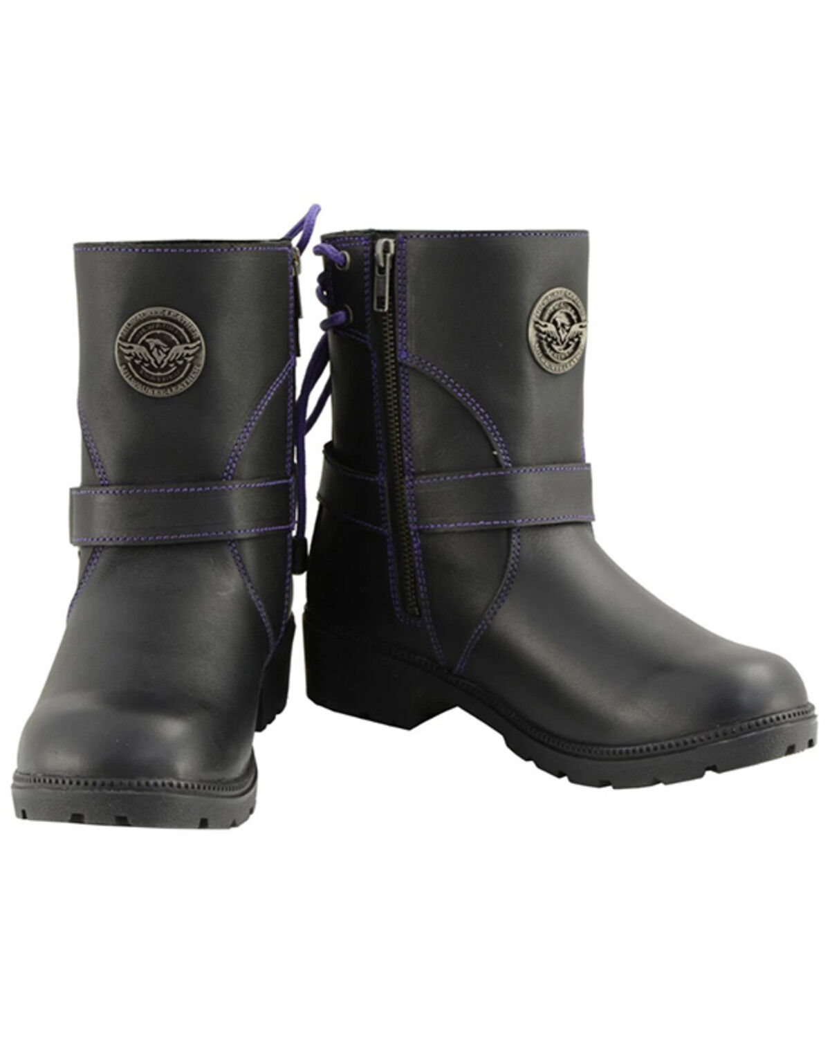 Image #4 - Milwaukee Leather Women's Harness Zip-Up Motorcycle Boots - Round Toe, Black, hi-res