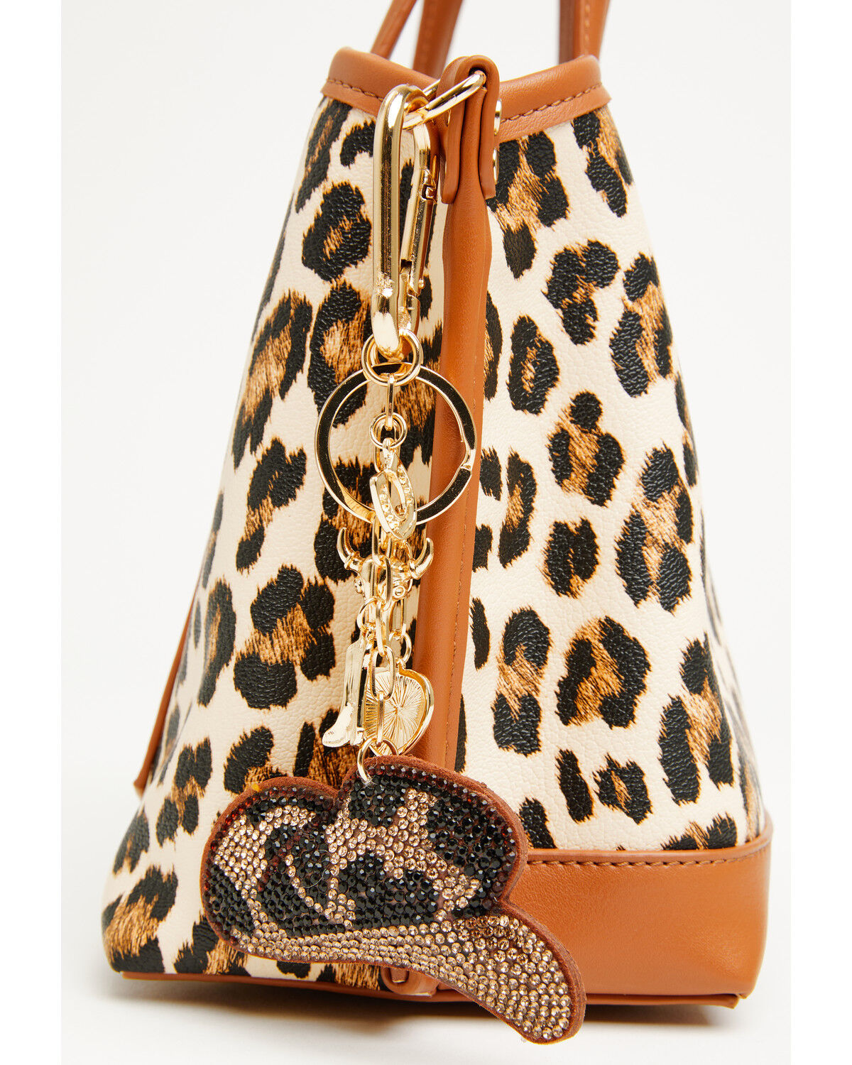 Image #2 - Shyanne Rhinestone Leopard Cowboy Hat Bag Charm, Brown, hi-res
