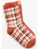 Image #2 - Shyanne Girls' Tennessee Plaid Print Socks - 2 Pack, Brandy Brown, hi-res