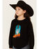 Image #2 - Cotton & Rye Girls' Boot Applique Round Bottom Sweater , Black, hi-res