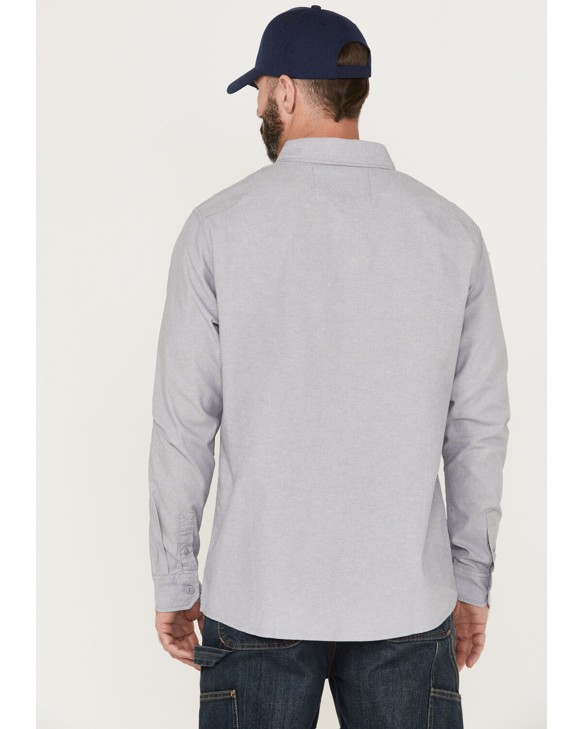 Image #4 - Hawx Men's Chambray Sun Protection Solid Long Sleeve Button-Down Western Shirt - Big, Grey, hi-res