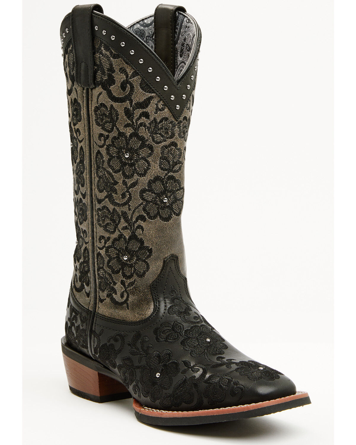 Image #1 - Laredo Women's Flora Performance Western Boots - Broad Square Toe, Black, hi-res