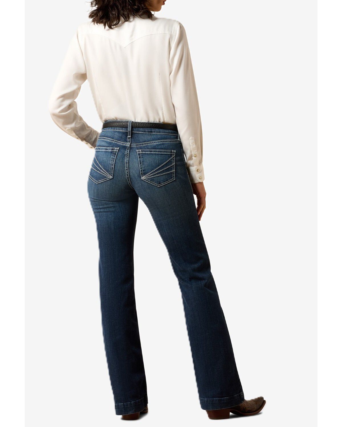Image #1 - Ariat Women's Dark Wash Trouser Perfect Rise Aisha Wide Leg Stretch Denim Jeans, Dark Wash, hi-res