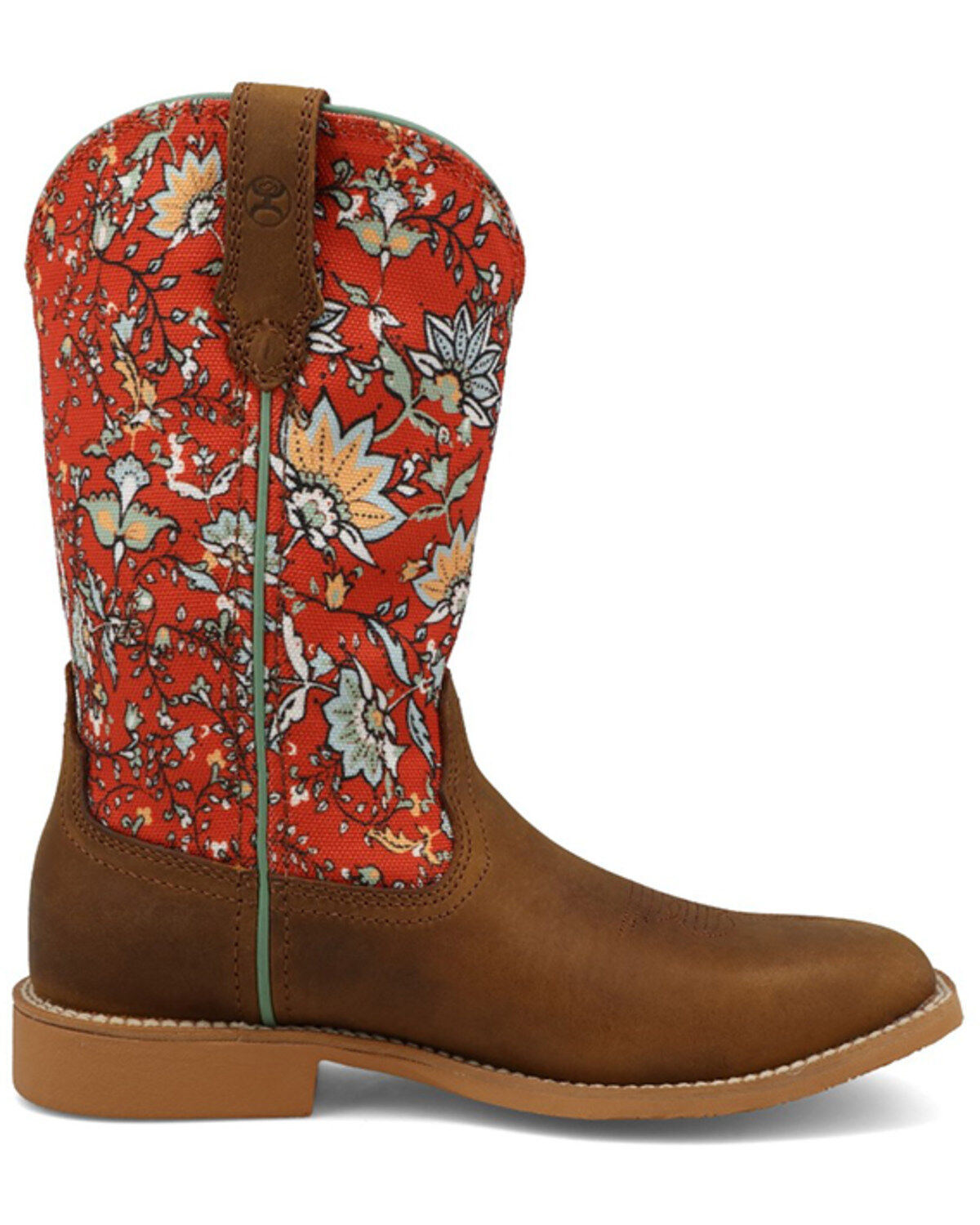 Image #2 - Hooey by Twisted X Girls' Floral Western Boots - Broad Square Toe, Red, hi-res