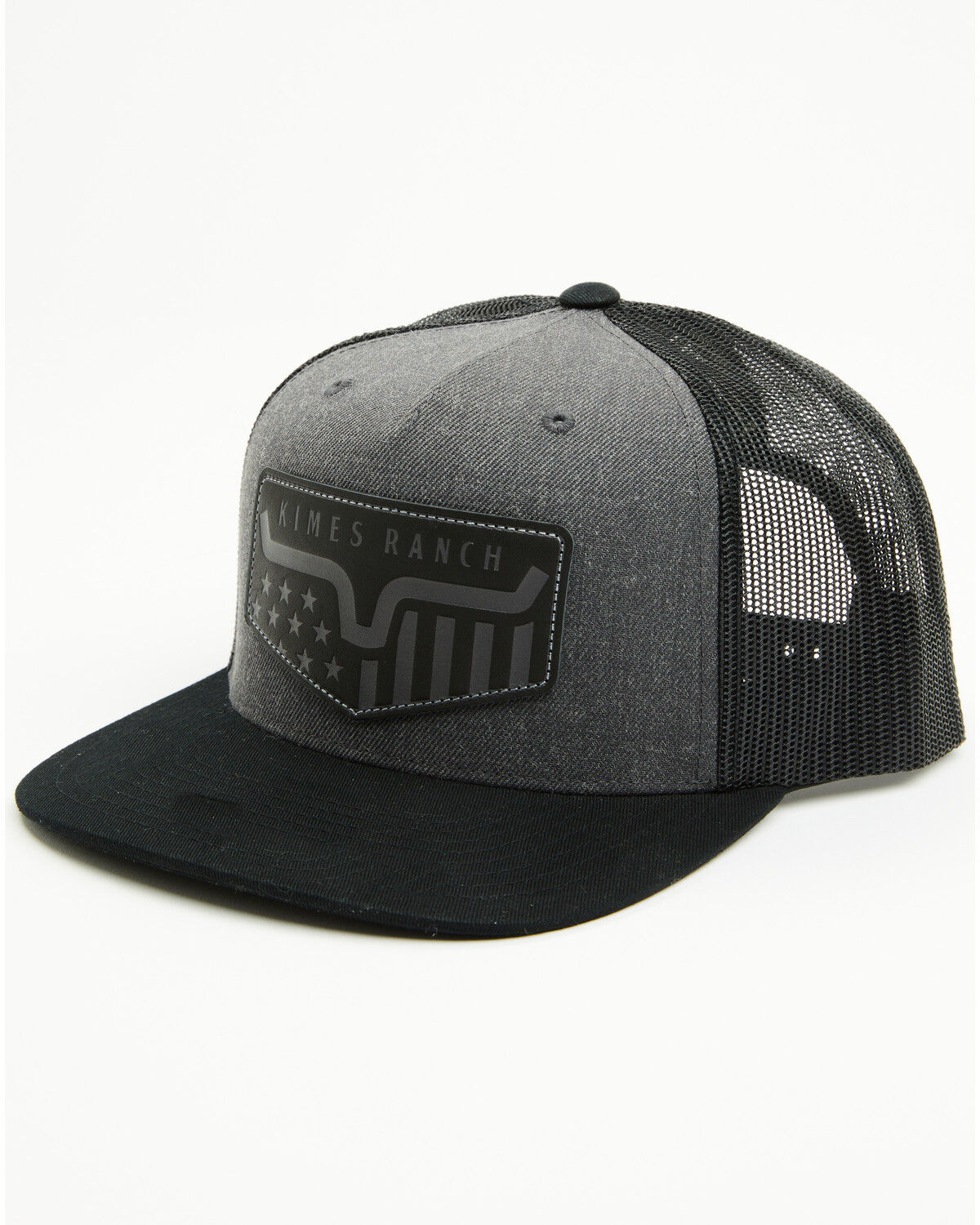 Kimes Ranch Men's Spangled Leather Patch Ball Cap, Black/grey, hi-res